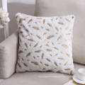 Double-Sided Soft Throw Pillow Cover Square PV Plush Pillow Cases Gold Stamping Feather Decorative Pillow Cushion Cover
